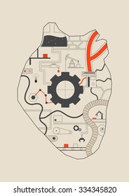Illustration of mechanical heart