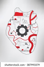 Illustration of mechanical heart
