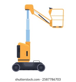 Illustration of a mechanical lift isolated on a white background, ready for various applications including construction and repair work at high altitudes.