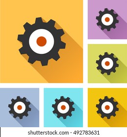 Illustration of mechanics wheel colorful design set icons