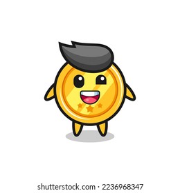 illustration of an medal character with awkward poses , cute style design for t shirt, sticker, logo element