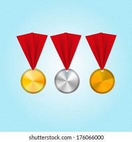 illustration of medal gold bronze silver.Vector illustration.