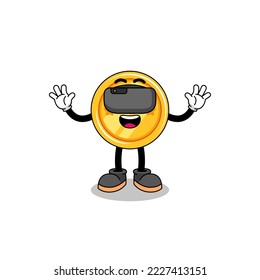 Illustration of medal with a vr headset , character design
