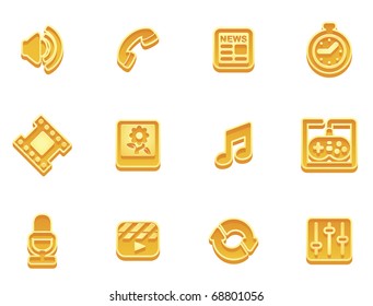 illustration of a media icon set, or series of media studies signs