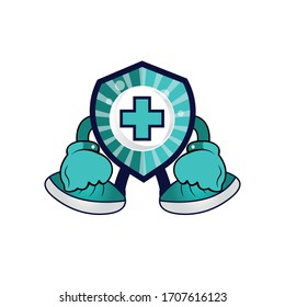 illustration of an medic shield security character mascot