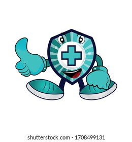 Illustration of an medic shield security character mascot