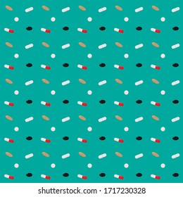 Illustration for medical background is showing medicines on solid color background in awareness for COVID -19 global outbreaks.