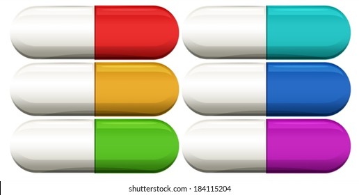 Illustration of the medical capsules on a white background