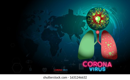  illustration medical corona virus with world map,icon,modern design idea  concept vector.