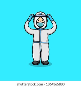 illustration of medical doctors wearing covid-19 protection suit and face shield. vector illustration