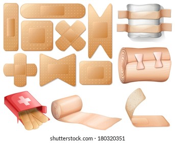 Illustration of a medical first aid on a white background