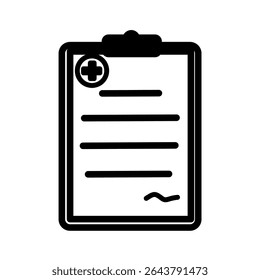 Illustration of medical health report clip board in vector doodle line art style. High resolution and editable icon perfect for sticker, journal, symbol, logo, design element or poster in hospital