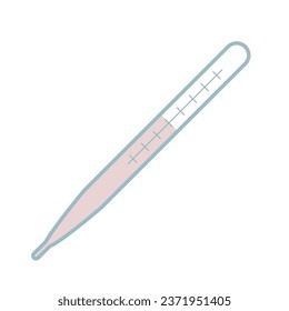 Illustration of medical mercury thermometer with scale. Isolated flat object