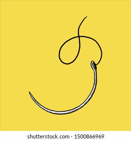 Illustration of Medical Needle. Hand drawn. Vintage Style - Vector