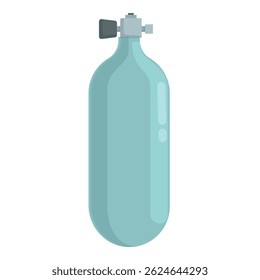 Ilustração de um equipamento de tanque de oxigênio médico para cuidados de saúde e apoio respiratório de emergência em um hospital, isolado em um fundo azul e branco