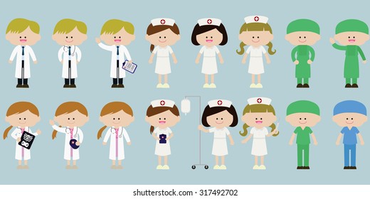 Illustration of medical people set