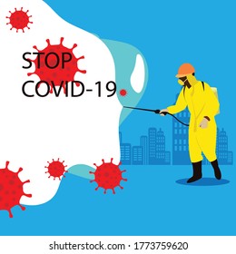 
illustration of medical staff spraying covid-19