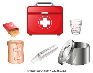 Illustration of the medical supplies on a white background  