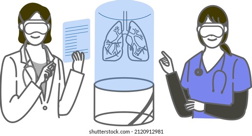 Illustration of medical treatment using VR