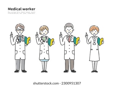 Illustration of a medical worker with a beginner mark.