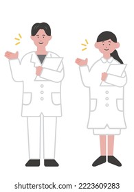 Illustration of a medical worker with a chart to guide