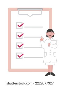 Illustration of a medical worker explaining with a checklist