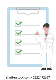 Illustration of a medical worker explaining with a checklist