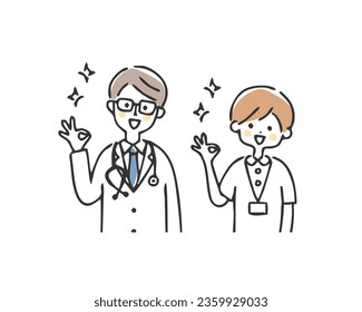 Illustration of a medical worker giving an OK sign.