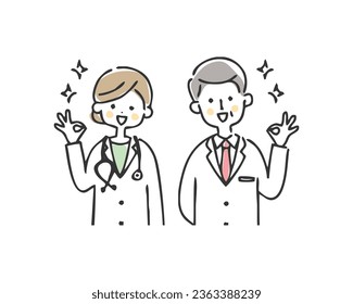 Illustration of a medical worker giving an OK sign.