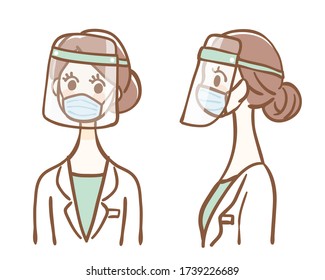 Illustration of a medical worker wearing a face shield