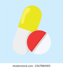 illustration of medicine capsules and tablets. vector illustration in flat style