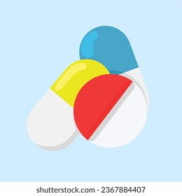 illustration of medicine capsules and tablets. vector illustration in flat style