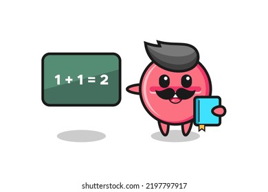 Illustration of medicine tablet character as a teacher , cute design