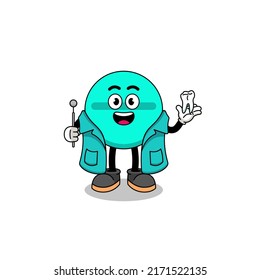 Illustration of medicine tablet mascot as a dentist , character design