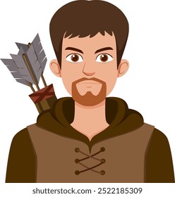 Ilustração de um arqueiro medieval com setas