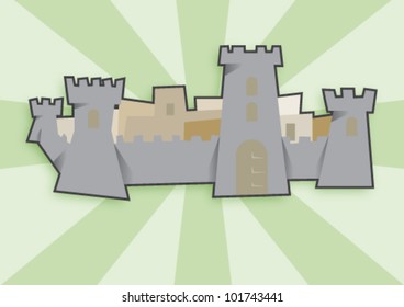 Illustration of a medieval castle.