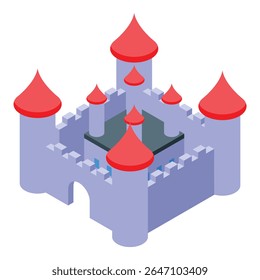 Illustration of a medieval castle with red rooftops and towers, evoking a sense of history, fantasy, and grandeur