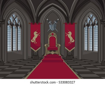 Illustration Of Medieval Castle Throne Room