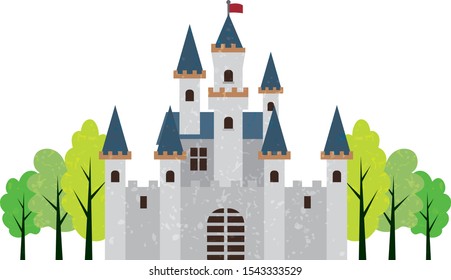 Illustration of medieval european castle