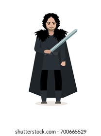 Illustration of medieval fantasy character. Vector flat style.. 