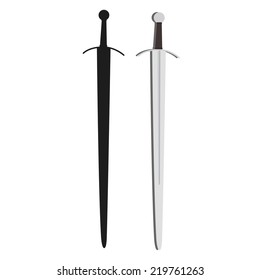 Illustration of medieval sword, medieval sword isolated, sword, medieval