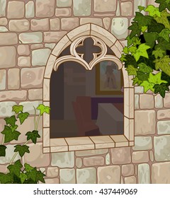 Illustration of the medieval window made of natural stone