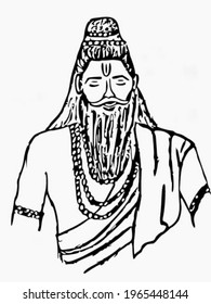 Illustration of Meditating Indian sage's  frontal view