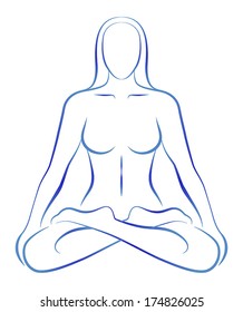 Illustration of a meditating woman in yoga position.