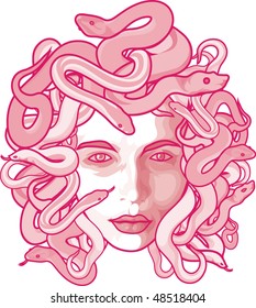 Illustration of Medusa with snake hair