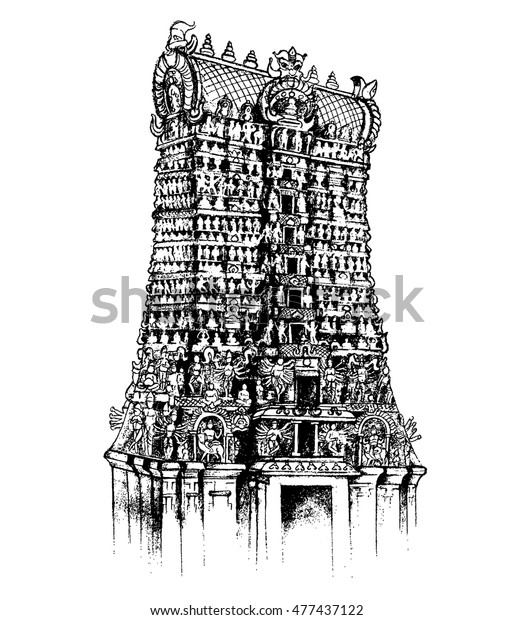 Illustration Meenakshi Amman Temple Madurai Tamil Stock Vector (Royalty ...