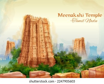 illustration of Meenakshi Templea Hindu temple in Madurai, Tamil Nadu, India