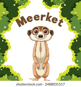 Illustration of a meerkat surrounded by trees