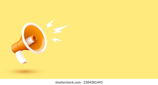 Illustration of Megaphone For Adversing On Yellow Background