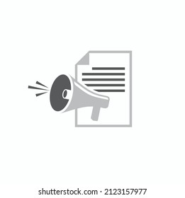 illustration of megaphone combined with text or document.
